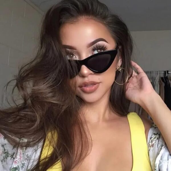 RICHORS Cat Eye Sunglass inspired by Priyanka Chopra UV Protected for Women and Girls Retro Vintage Narrow Cat Eye (Black Frame)