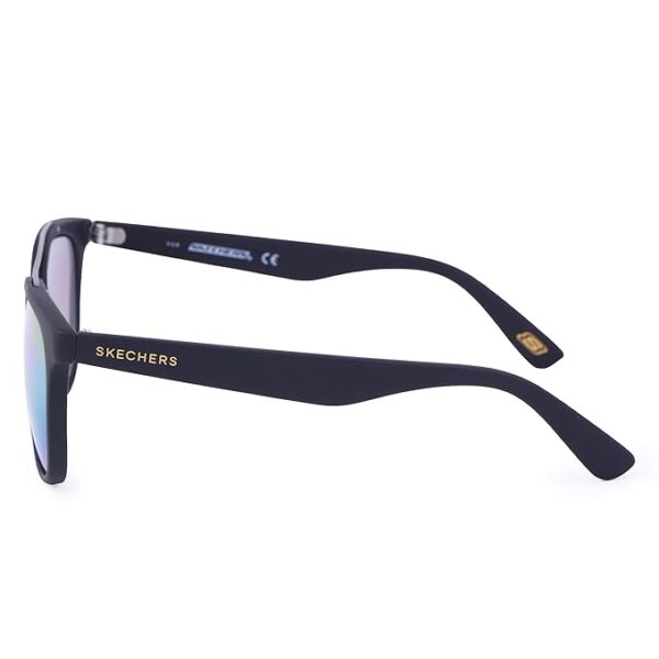 Skechers UV Protected Black Geometric Full rim Round Sunglasses