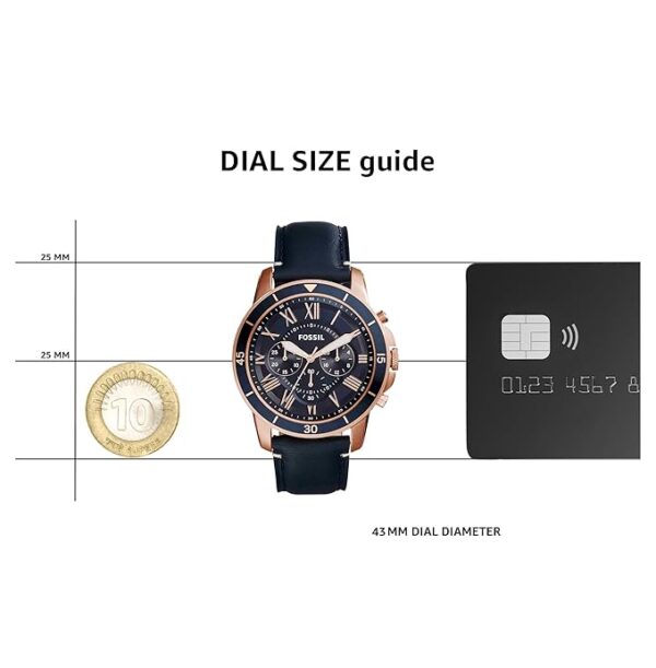Fossil Men Leather Grant Sport Analog Blue Dial Watch-Fs5237, Band Color-Blue - Image 3