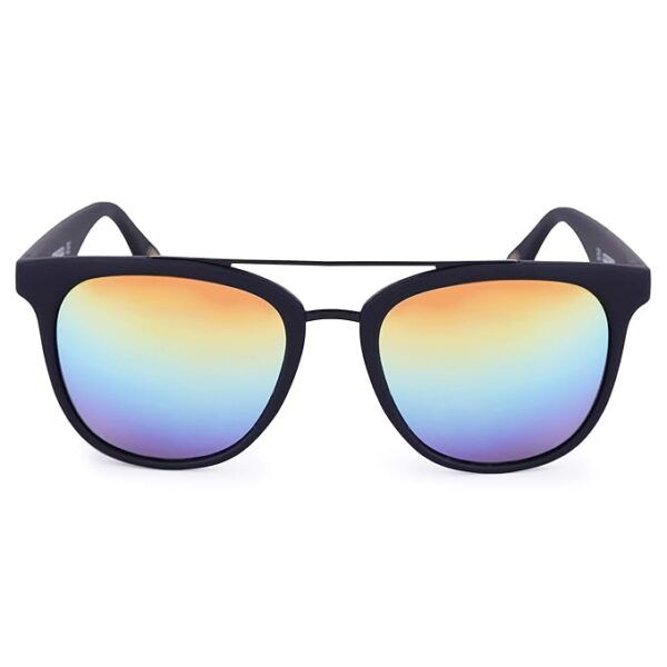 Skechers UV Protected Black Geometric Full rim Round Sunglasses