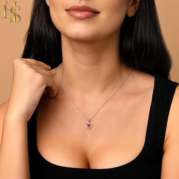 HighSpark 925 Silver Stylish Love Knot Heart Pendant Necklace For Women | 92.5 Sterling Silver & Stunning Shine | Lovely Gift