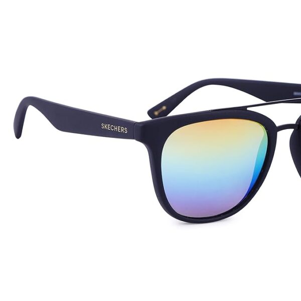 Skechers UV Protected Black Geometric Full rim Round Sunglasses