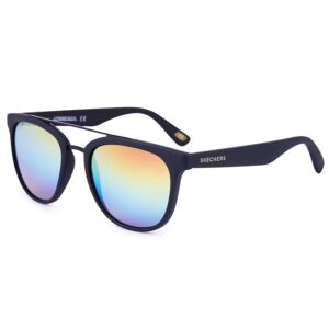 Skechers UV Protected Black Geometric Full rim Round Sunglasses