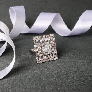 ACCESSHER Rose Gold Plated Contemporary Style Inspired American Diamond