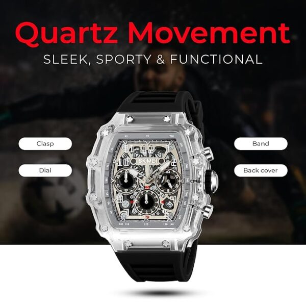 Skmei New Launch Sport Analog Watch Men's Watch, Silica Gel Rubber Black Band, Stopwatch Wrist Watch - 2305 - Image 4