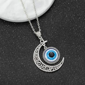 kelistom Turkish Evil Eye Pendant Necklace for Women Men Rope Chain Evil Eye Necklaces Amulet for Protection, Health and Good Luck