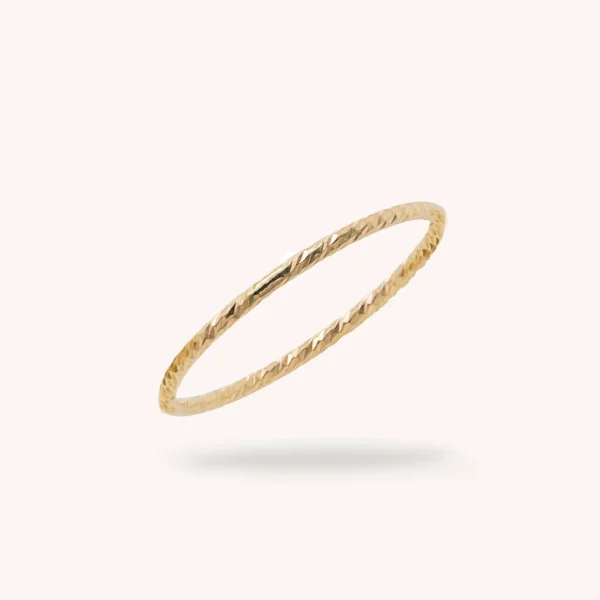 14K Solid Gold Sparkle Stacker Ring - Image 2