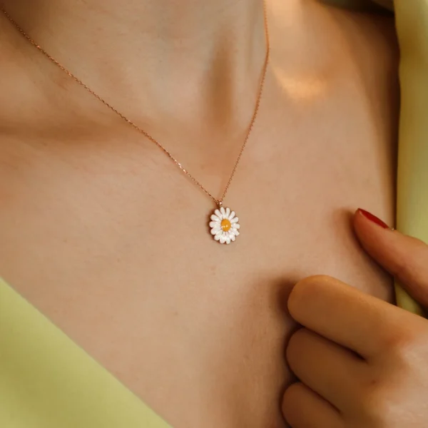 Aesthetic Jewellery El Regalo Daisy Sunflower Necklace and Earring Set, Sunflower Boho Long Drop Handmade Pendant Necklace Choker with Sunflower - Image 4