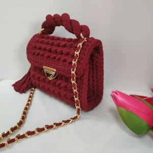 Handmade bag, Crochet Bag, Shoulder Bag, Knitted Handbag, Knitted Bag, Luxury bag, red crossbody bag, Mother's Day Gift, gift for her