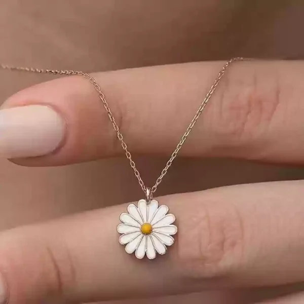 Aesthetic Jewellery El Regalo Daisy Sunflower Necklace and Earring Set, Sunflower Boho Long Drop Handmade Pendant Necklace Choker with Sunflower - Image 3